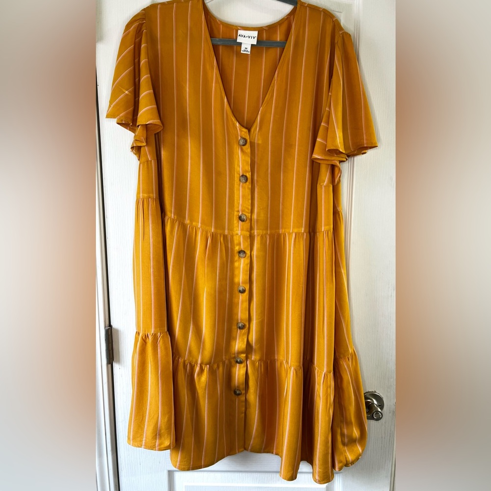 Ava & Viv Gold Flutter Sleeve Sundress